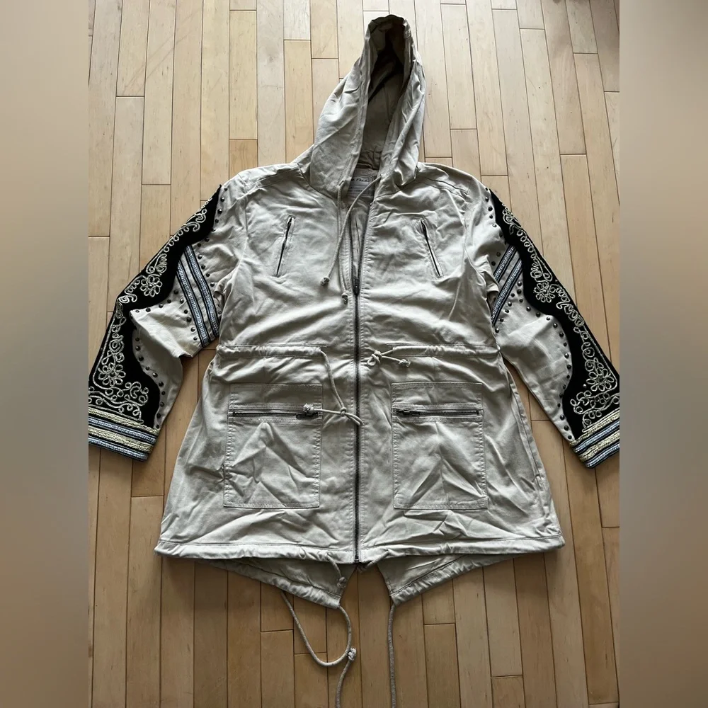 Free People Golden Quills Military Parka with Embroidered Sleeves - Picture 8 of 16